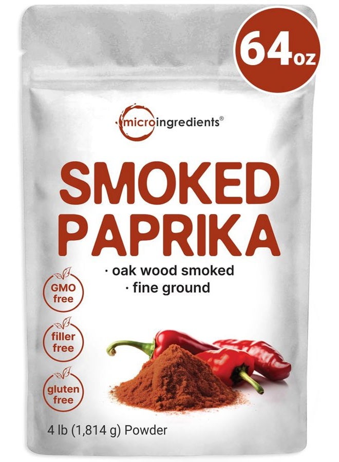 Micro Ingredients Smoked Paprika Powder, 4 lb (64 oz) | Premium Spanish Source | Sweet & Smoky Flavor | Great for Marinades, Meats & Dressings | Additive Free, Non-GMO, Bulk Supply - Image 1